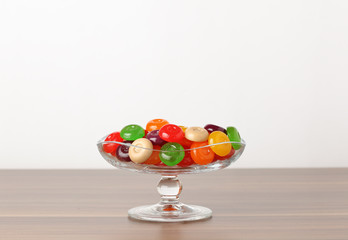 Footed glass server of candies