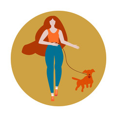 Girl running outdoor with dog, hands free dog leash, natural earthy colors, browns and greens