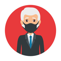 business old man using face mask isolated icon vector illustration design