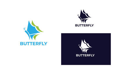 Colorful butterfly logo with modern style can be used for business, spa, fashion, cosmetics, salon, health care, In design with a monarch, wings, Papilio, given black and white color, vector EPS 10