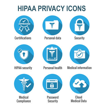 HIPAA Compliance icon set with hippa image involving medical privacy