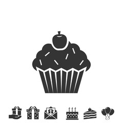 birthday cupcake icon vector illustration design
