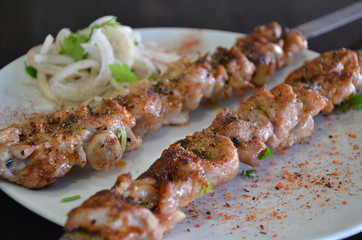 meat steak shish kebeb tahini
