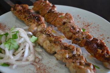 meat steak shish kebeb tahini