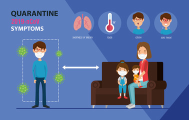 campaign of social distancing for covid 19 with family vector illustration design