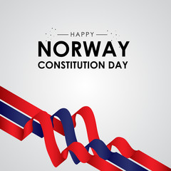 Fototapeta na wymiar Norway Constitution Day With Ribbon and Flag Vector For Banner Print