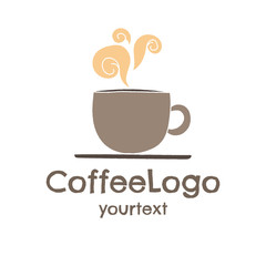 coffee hand drawn logo design. funny icon