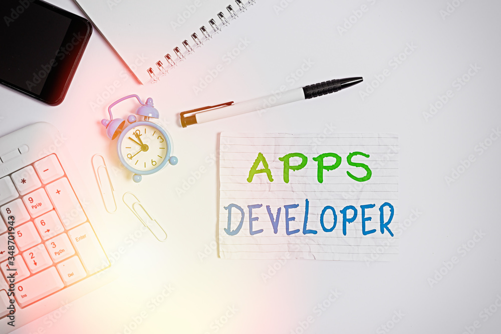 Poster handwriting text writing apps developer. conceptual photo graphic artist software programmer and ana