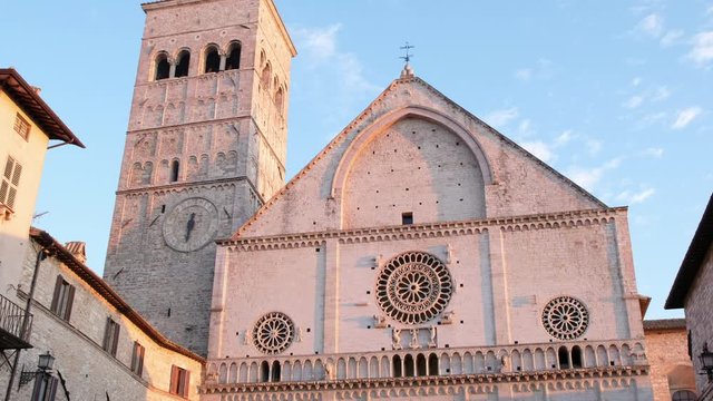 ASSISI, ITALY - JANUARY 23, 2020 - View of the Cathedral of St. Rufinus on January 23, 2020 in Assisi.