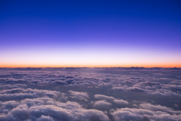 Evening sky plane window