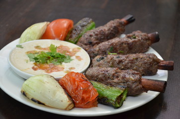 meat steak shish kebeb tahini