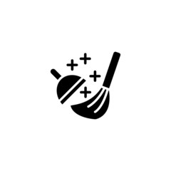 Sweeping tool icon in black solid flat design icon isolated on white background