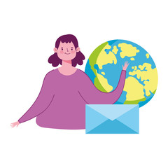 online education, teacher envelope message world design