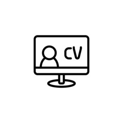 Hr software icon vector in linear, outline icon isolated on white background