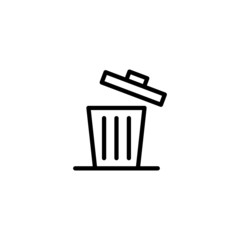 Trash can open vector icon in linear, outline icon isolated on white background