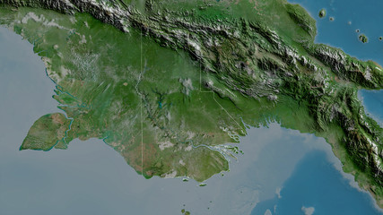 Western, Papua New Guinea - outlined. Satellite