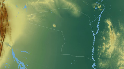 Alto Paraguay, Paraguay - outlined. Relief