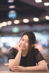 Beautiful girl with bokeh light