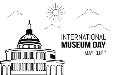 International Museum Day Vector Illustration with line art