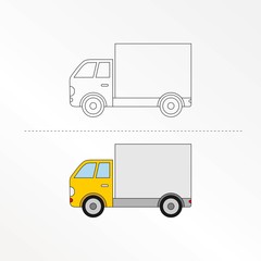 Cute Car Vector Design Illustration. Coloring book pages for kids.