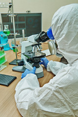 microbiologist is working
