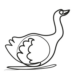 One continuous line drawing of swimmign swan on the lake.