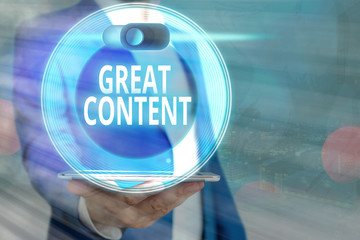 Handwriting text Great Content. Conceptual photo Satisfaction Motivational Readable Applicable...