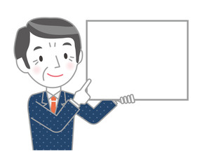 ボードを持ったシニアビジネスマン