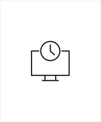 computer with time icon,vector best line icon.