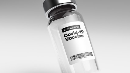 Concept of coronavirus covid-19 vaccine, close up. 3d illustration.