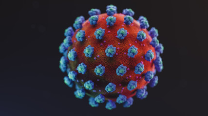 Novel coronavirus covid-19 microscope close up concept. 3d illustration.