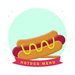 Hotdog Fastfood Meal. Flat Vector Icon Design