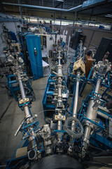Particle accelerator beamlines  in science laboratory for nuclear physics research