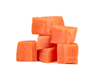 chopped carrot isolated on white background