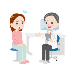 慌てた様子で診察を受ける女性