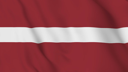 Latvia flag is waving 3D animation. Latvia flag waving in the wind. National flag of Latvia. 3d rendering