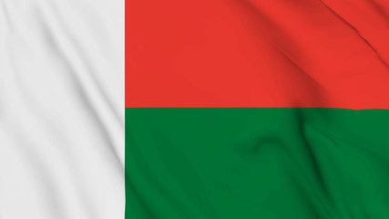 madagascar flag is waving 3D animation. madagascar flag waving in the wind. National flag of madagascar.