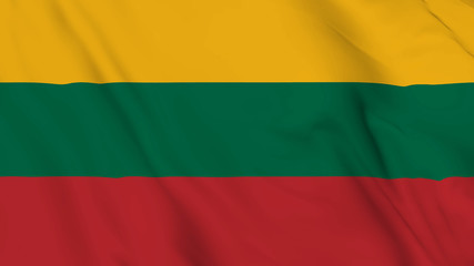 Obraz premium lithuania flag is waving 3D animation. lithuania flag waving in the wind. National flag of lithuania.