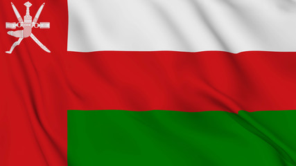 Oman flag is waving 3D animation. Oman flag waving in the wind. National flag of Oman