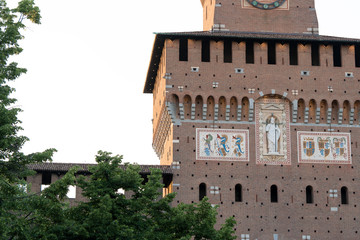 Sforza Castle, Castello Sforzesco in Milan, Italy, was built in 15th century by Francesco Sforza