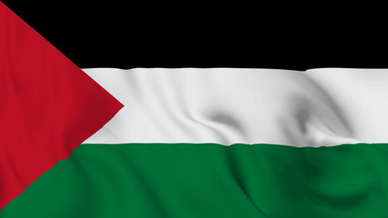 Obraz premium Palestine flag is waving 3D animation. Palestine flag waving in the wind. National flag of Palestine. 
