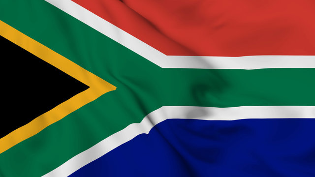 south africa flag is waving 3D animation. south africa flag waving in the wind. National flag of south africa