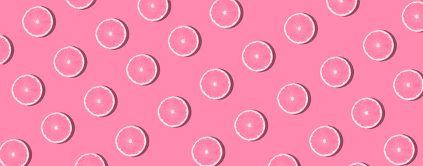 Orange slices on colorful background. Minimal summer concept.