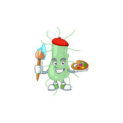 creative Artist of salmonella cartoon character painting using a brush