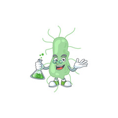 Salmonella smart Professor Cartoon character holding glass tube on the lab