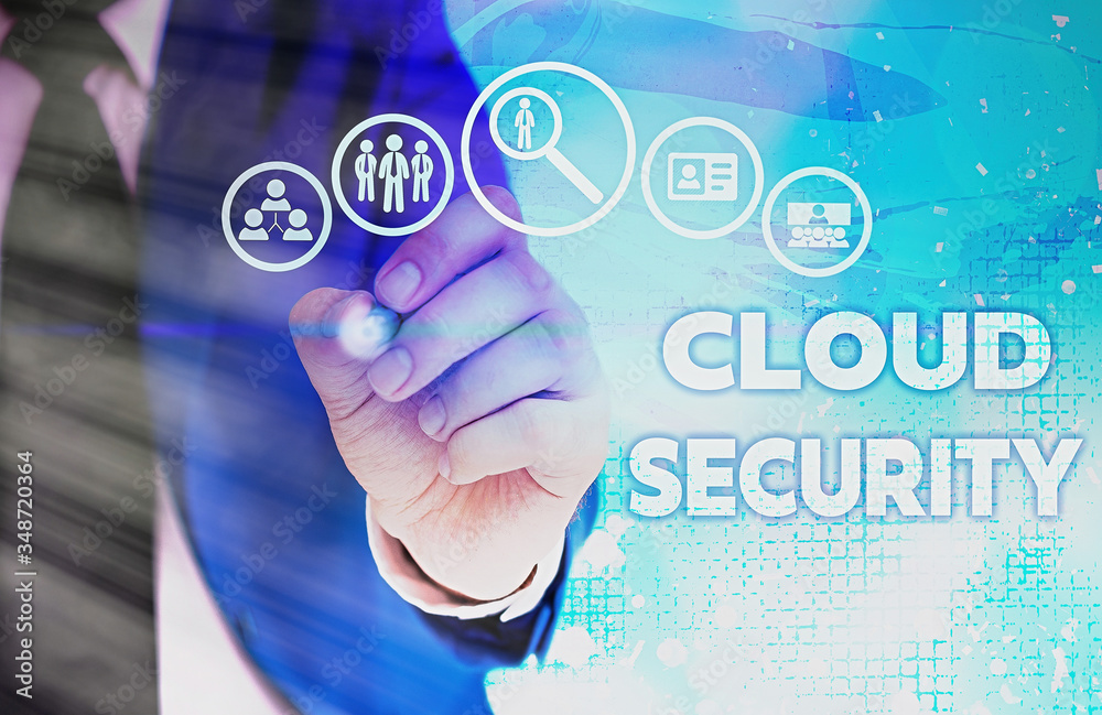 Poster writing note showing cloud security. business concept for protect the stored information safe contro