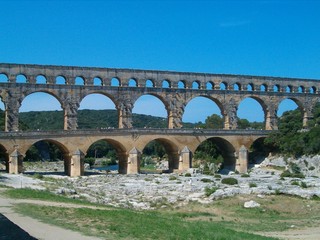 Pont Du Gard Against Clear Blue Sky