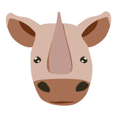 African Animal - Rhinoceros Head/Face - Vector Cartoon