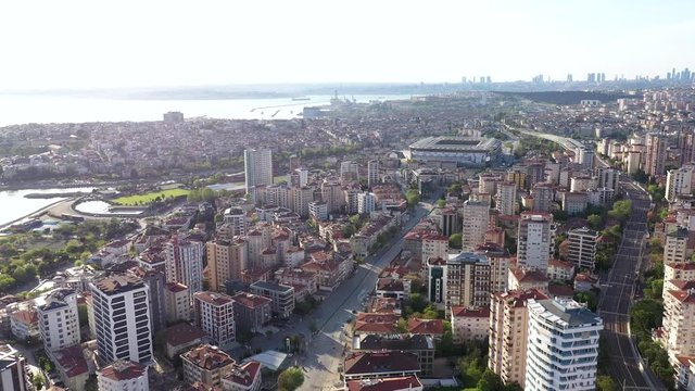 Kadikoy Bagdat Street Aerial Drone View at Covid-19 Isolation Days