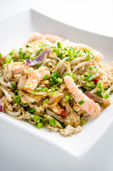 Egg noodle and chicken wok with vegetables